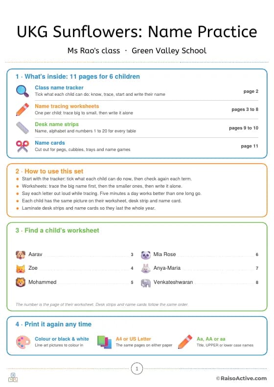 Cover for the teacher: what’s inside, tips, and each child’s page number