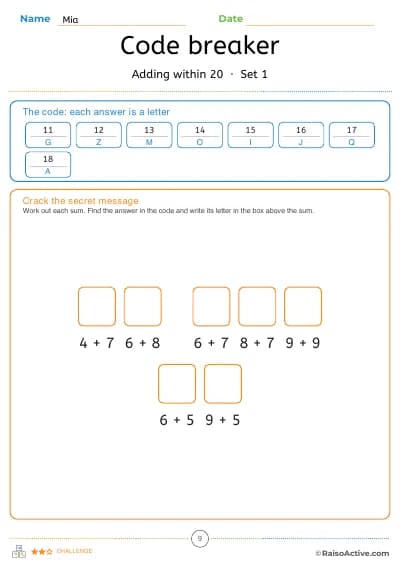 Code breaker: solve the sums to crack a secret message