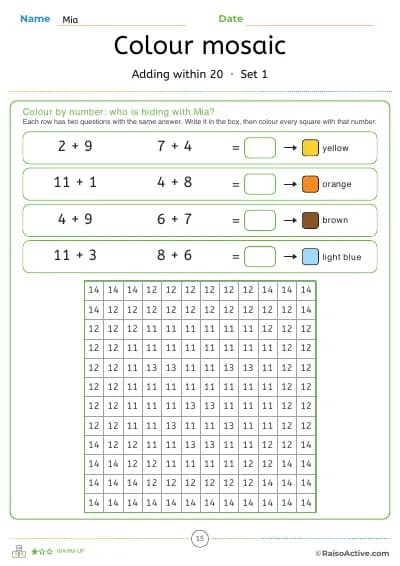 Colour by number: solve the key to find their animal hiding