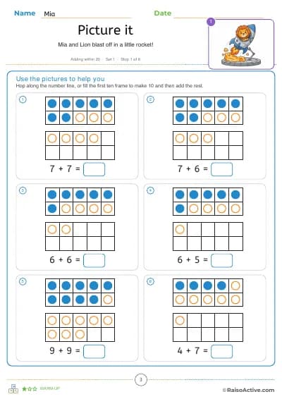 Stop 1, Picture it: ten frames, number lines, blocks and more explain the maths