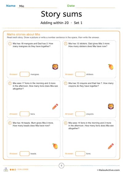 Story sums starring your child, their family and favourite food