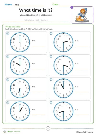 Telling the time: read the clocks