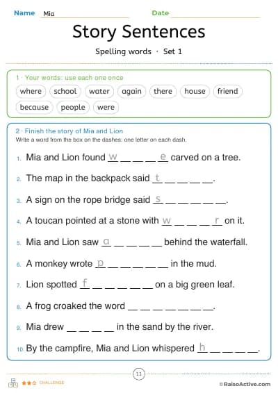 Story sentences: finish the story of their trip with their words