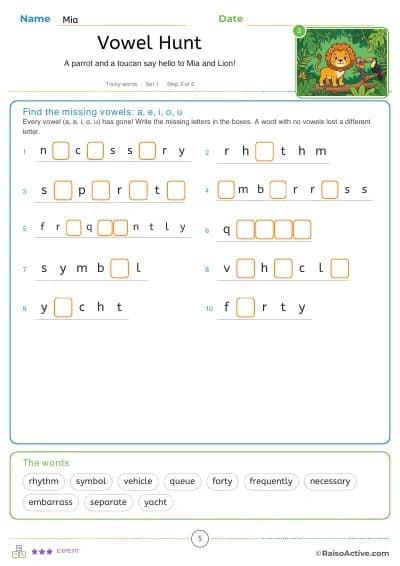 Tricky words: every vowel has gone missing