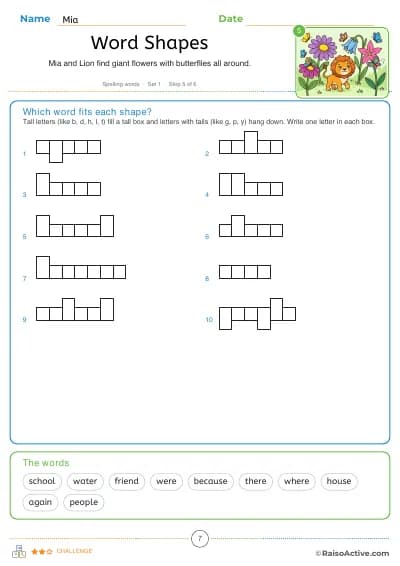 Word shapes: which word fits each shape?