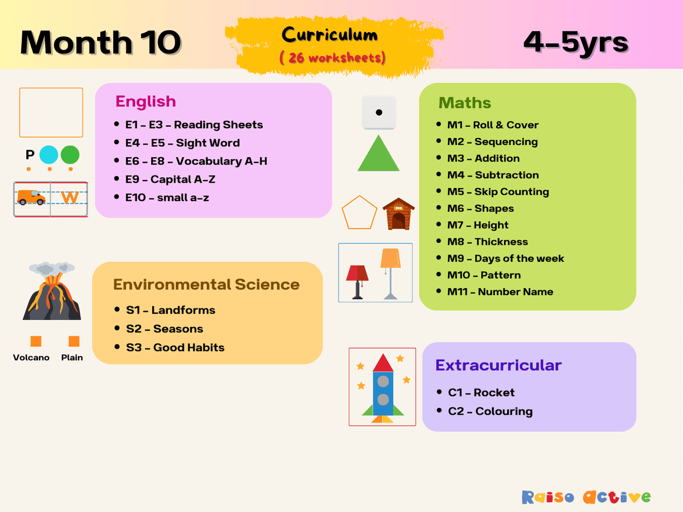 Month 10 curriculum worksheets for kids 4 5yrs - Thumbnail