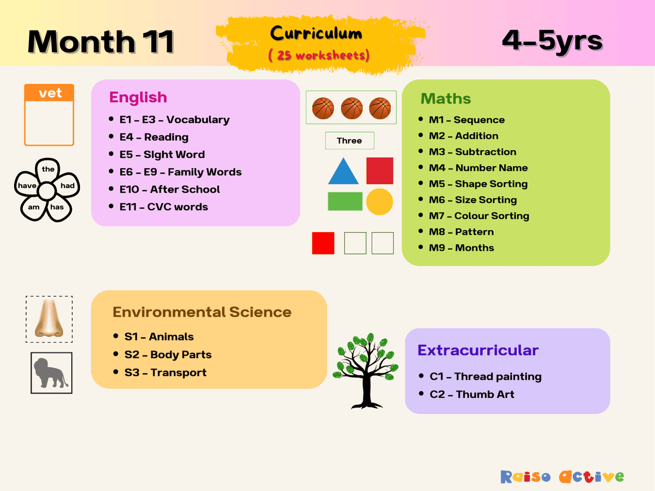 Month 11 curriculum worksheets for kids 4 5yrs - Thumbnail