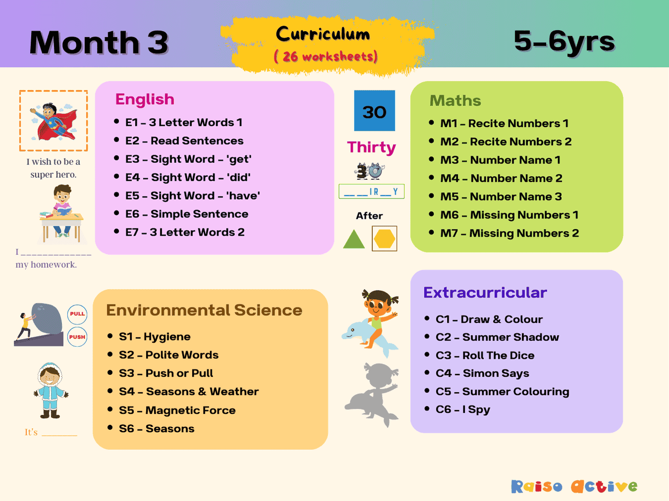 Month 3 curriculum worksheets for kids 5 6yrs - Thumbnail
