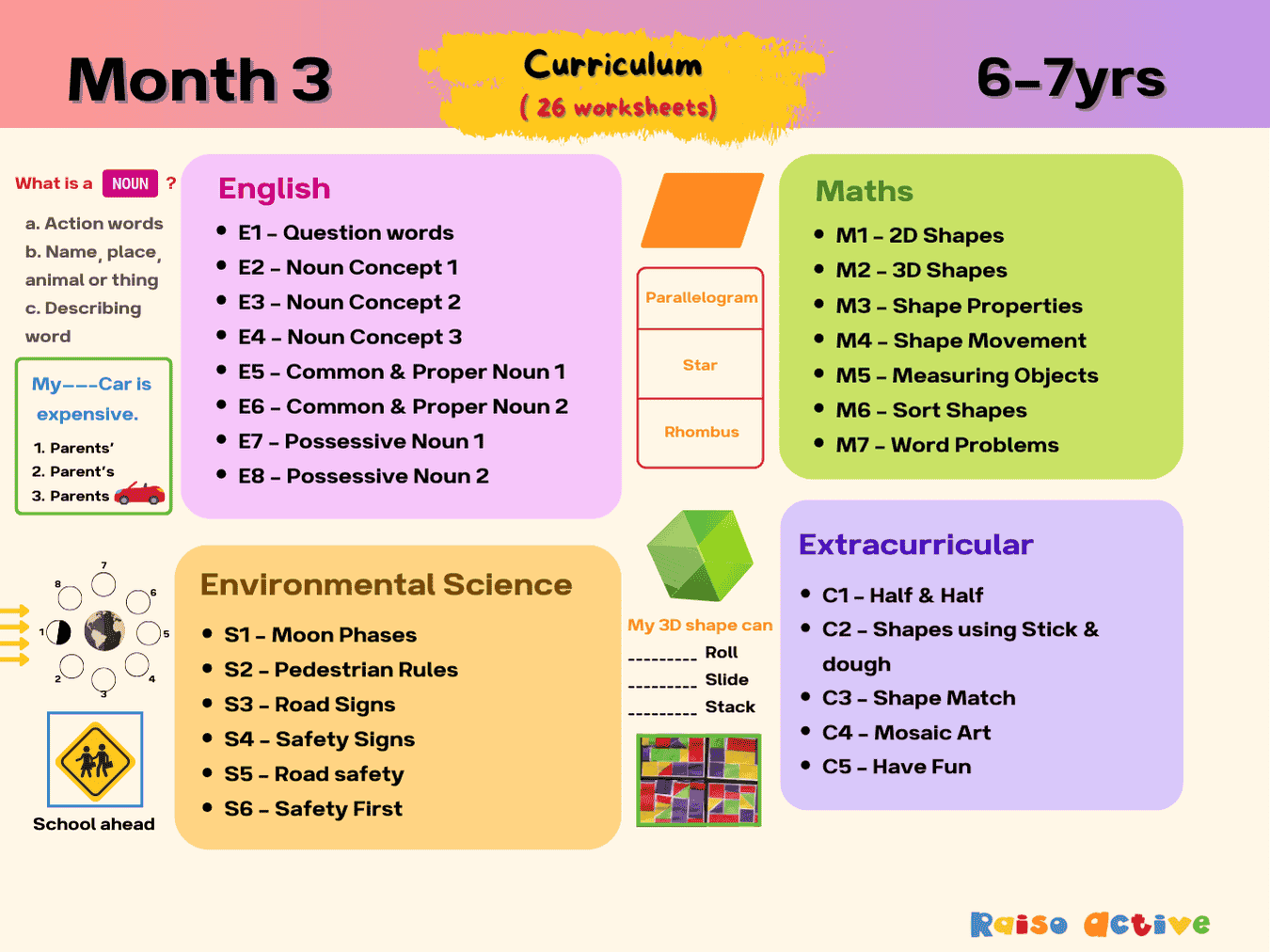 Month 3 curriculum worksheets for kids 6 7yrs - Thumbnail