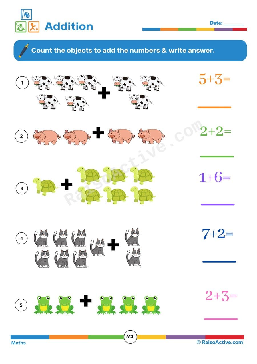Addition Worksheet: Count and Add Objects!