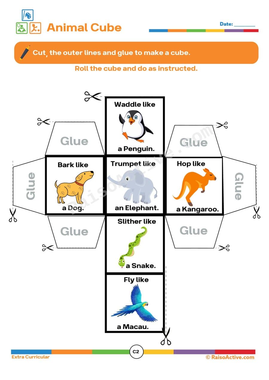 Animal Cube: Cut, Glue, and Learn!