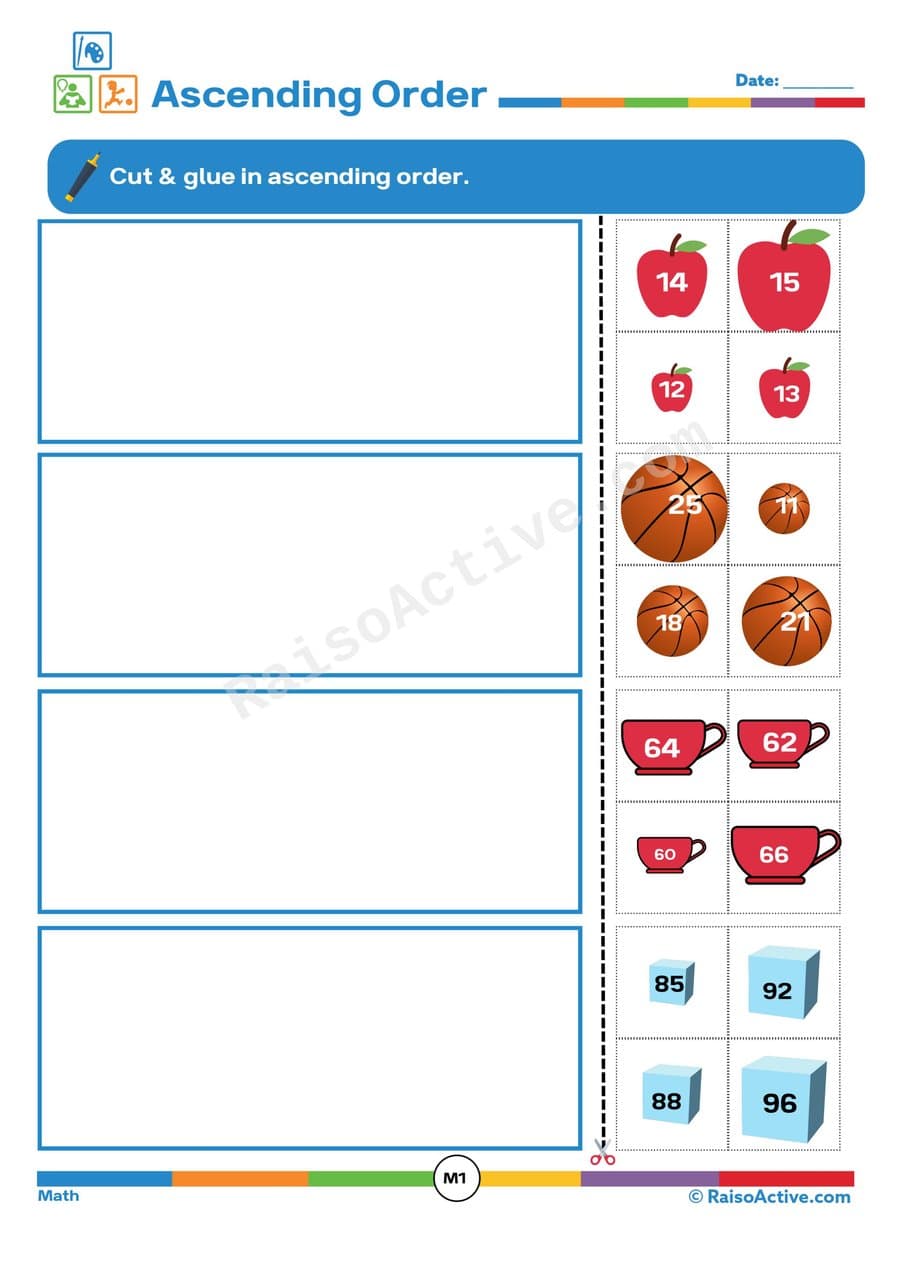 Ascending Order Worksheet: Cut and Paste Numbers!