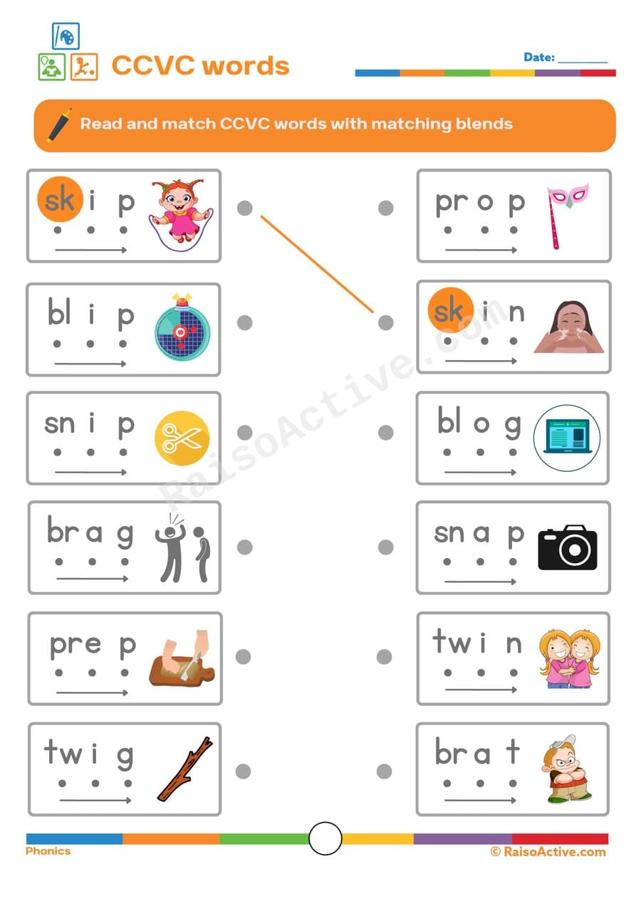 CCVC Word Matching Worksheet for Early Readers