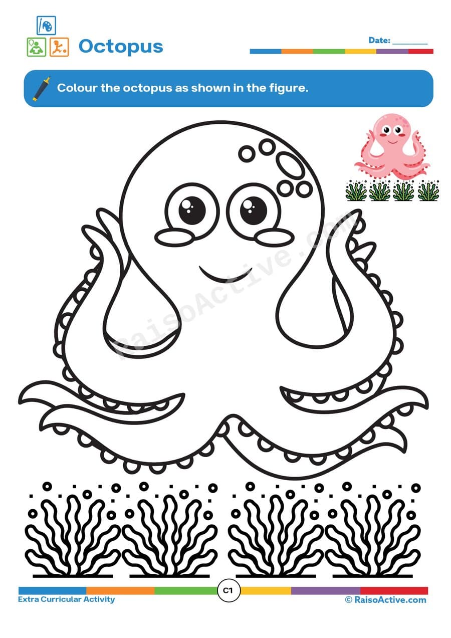 Color the Octopus Worksheet for Preschoolers