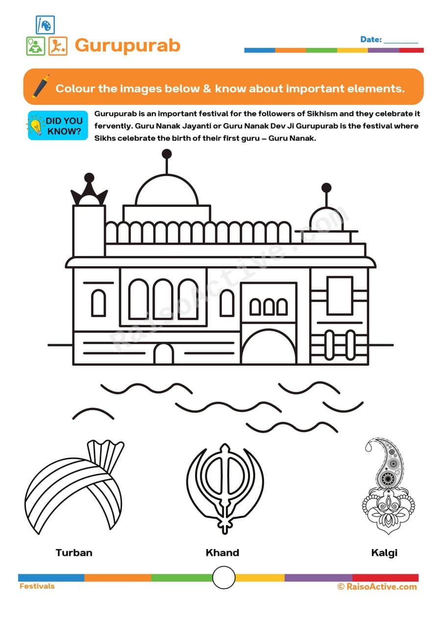 Coloring Gurupurab Worksheet for Kids
