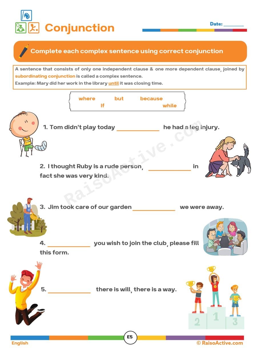 Conjunctions Worksheet: Complete the Sentences!
