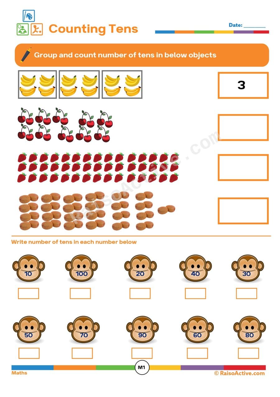 Counting Tens Worksheet: Group and Count!