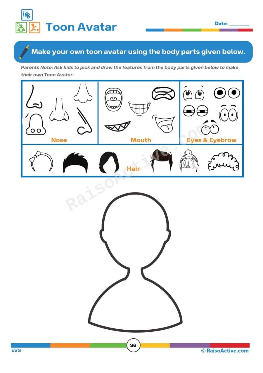 Create Your Own Toon Avatar Worksheet for Kids