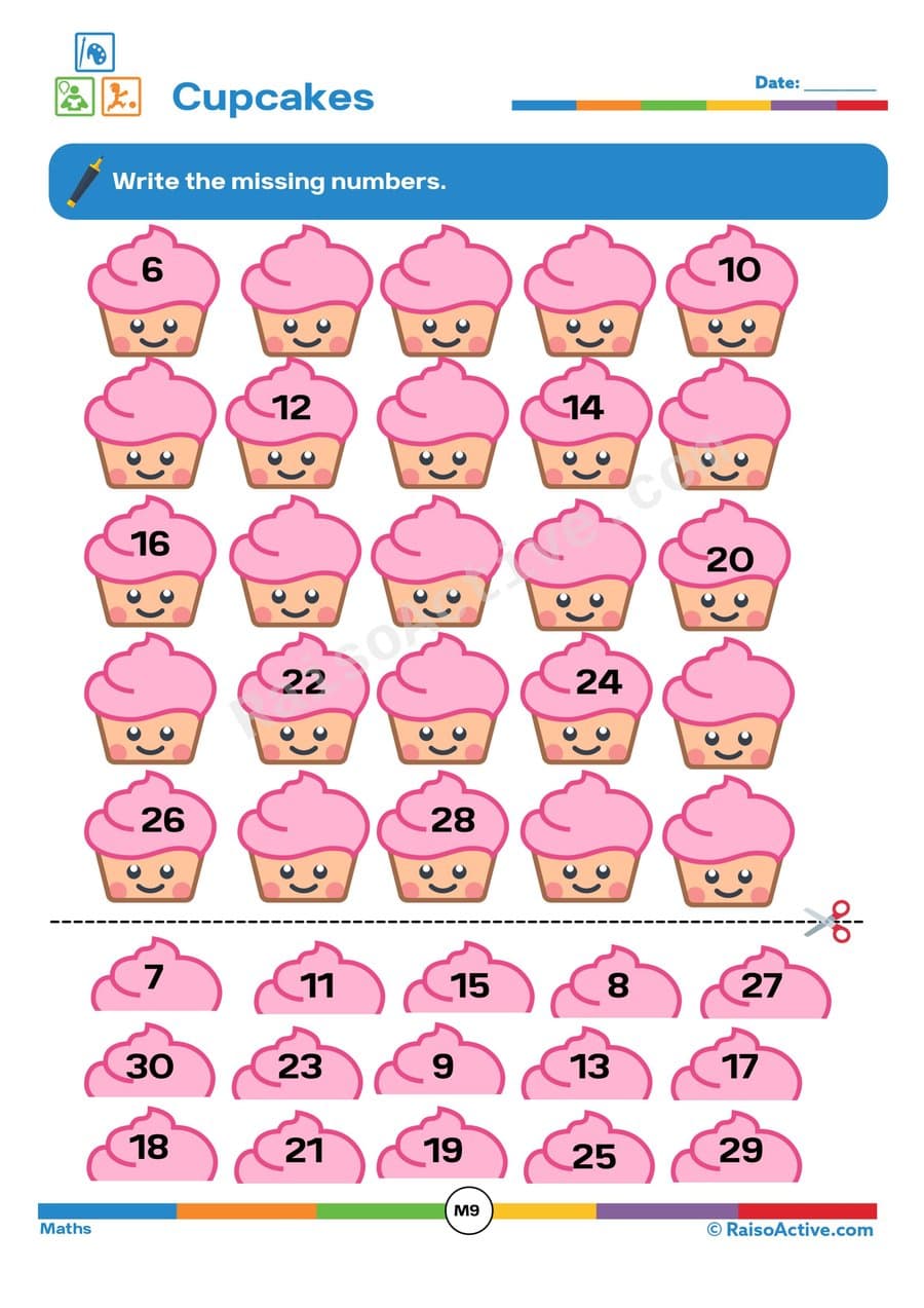 Cupcake Counting Worksheet: Missing Numbers!