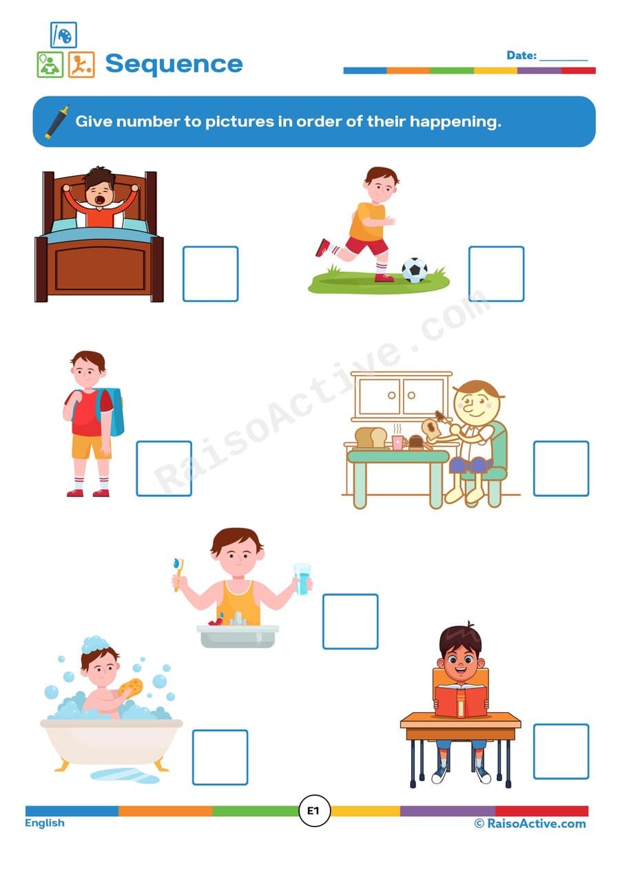 Daily Routine Sequencing Worksheet for Kids