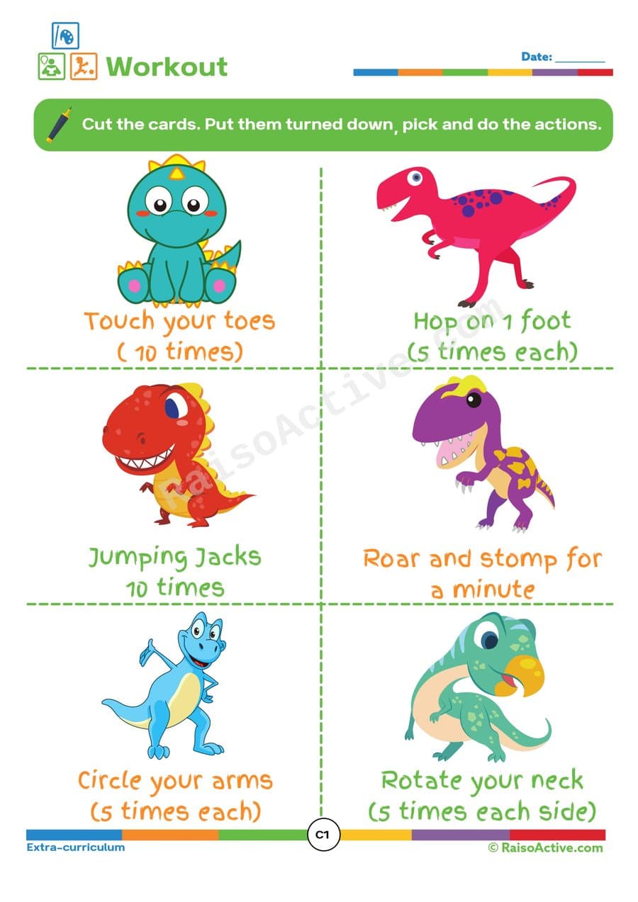 Dino Workout: Fun Exercise Worksheet for Kids!