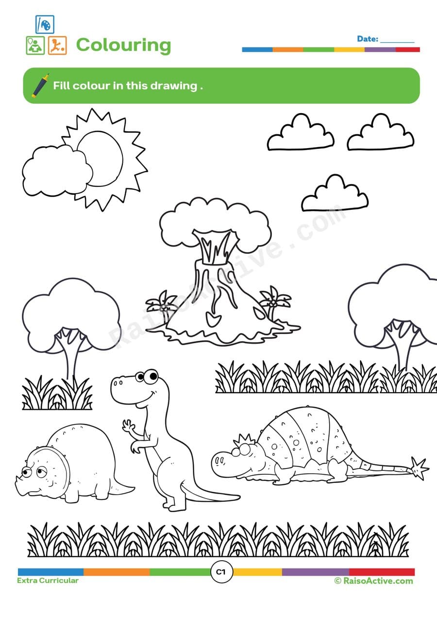 Dinosaur Coloring Worksheet for Kids