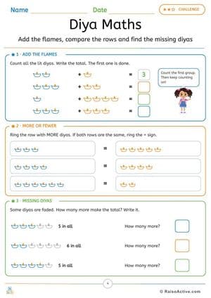 Diwali Fun Time Little Stars Activity Pack: Counting, Rangoli, Crafts & Stories for Ages 4-6, Page 4