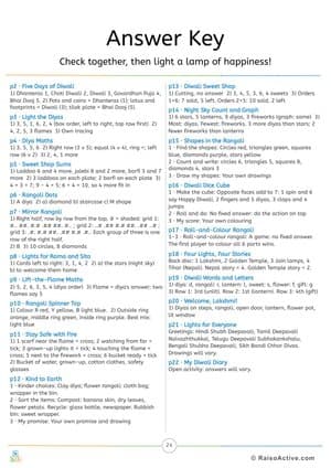 Diwali Fun Time Answer Key for Grown-ups – free printable reference worksheet preview