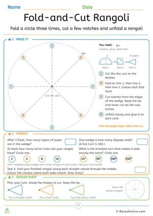 Fold-and-Cut Rangoli: Angles, Symmetry and Layers Craft – free printable activity worksheet preview