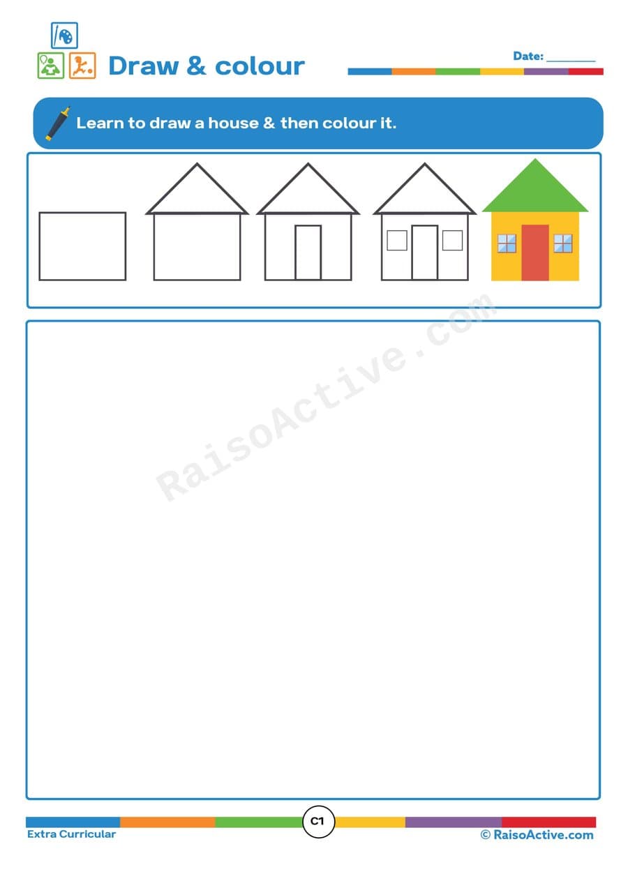 Draw and Color a House: A Fun Worksheet for Kids!