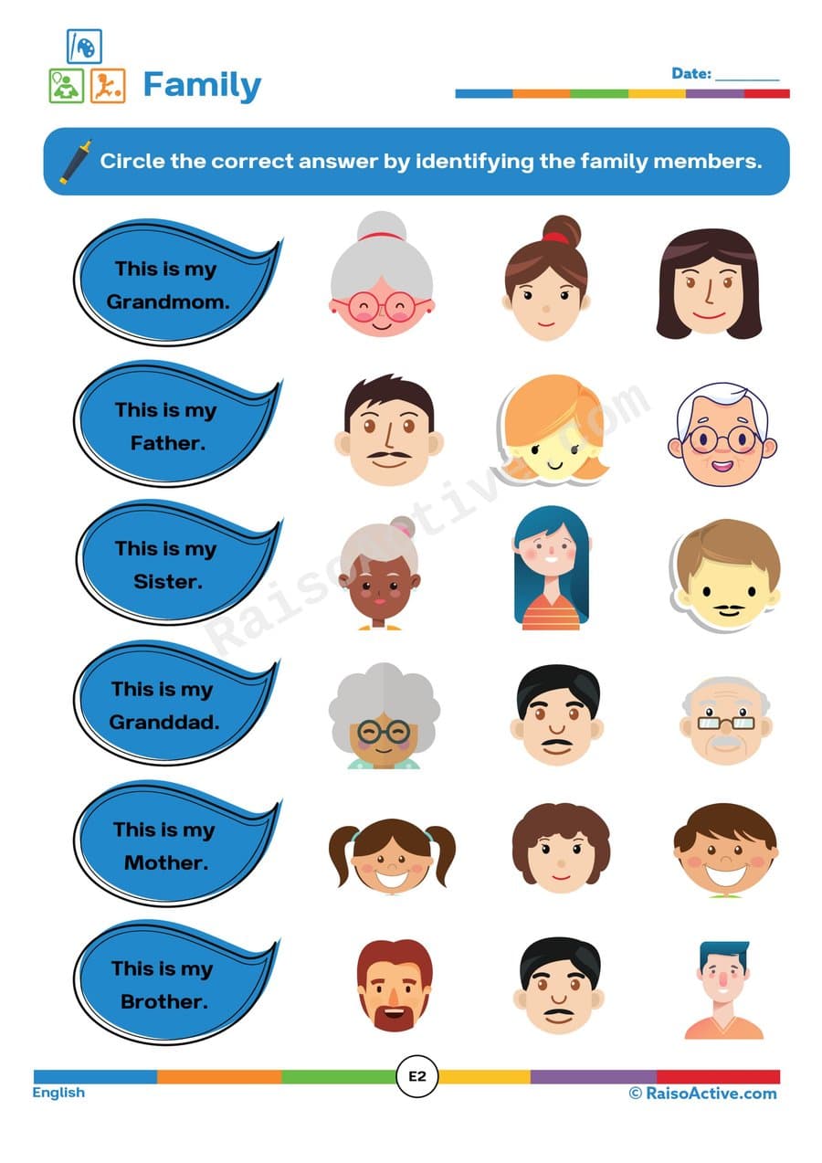 Family Members Worksheet: Identify and Circle!