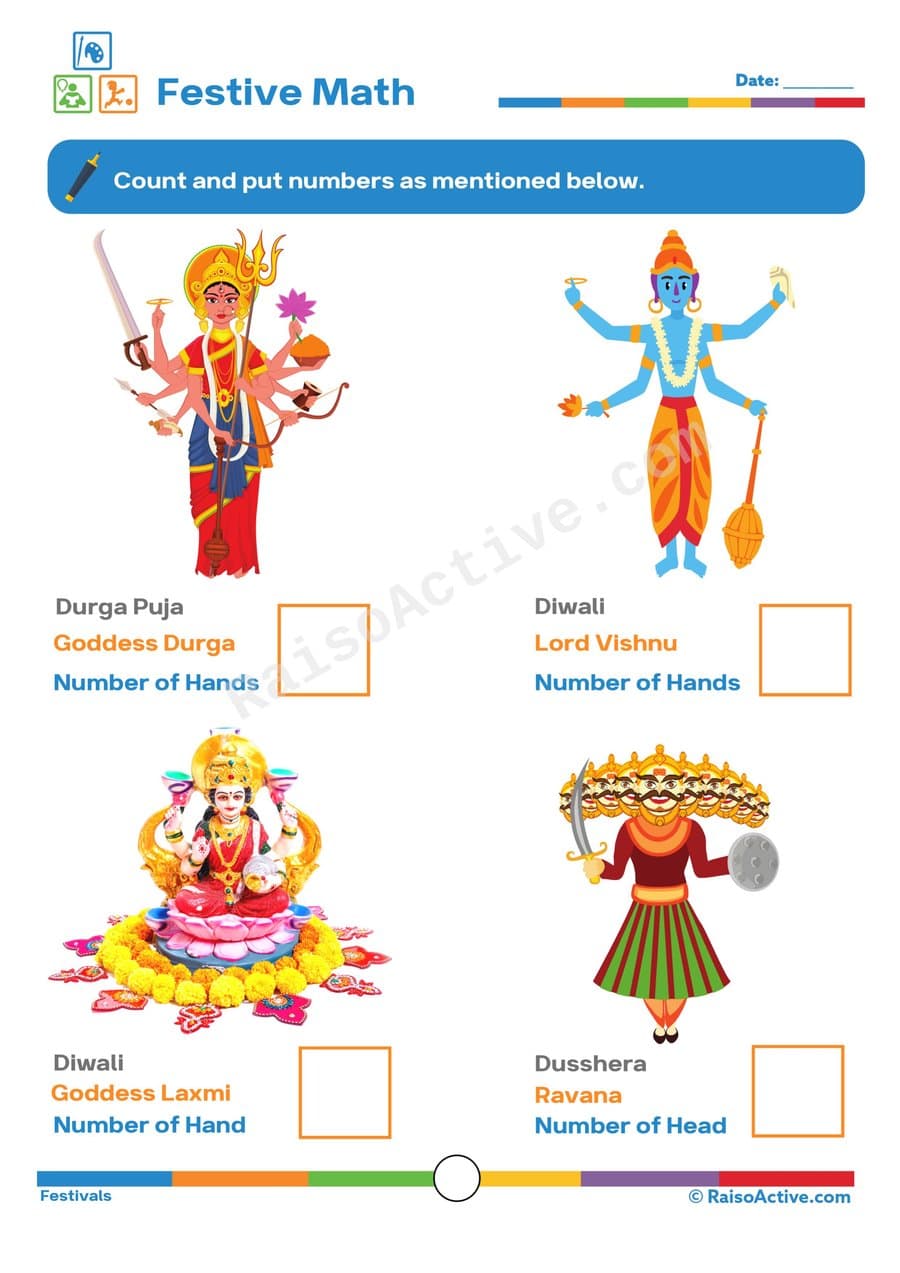 Festive Math: Counting Hands and Heads Worksheet