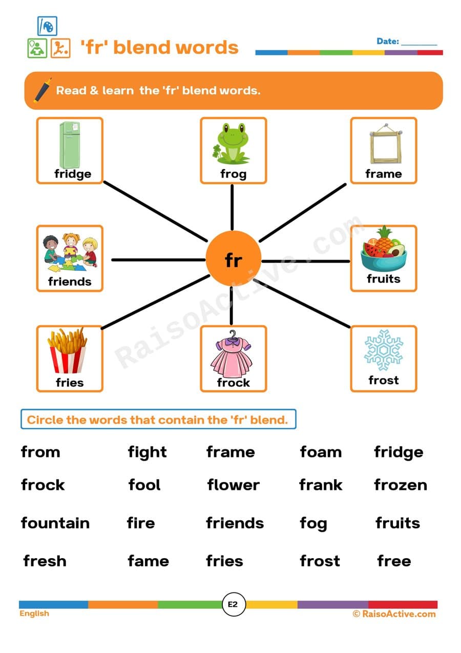FR Blend Words Worksheet: Circle the Words!