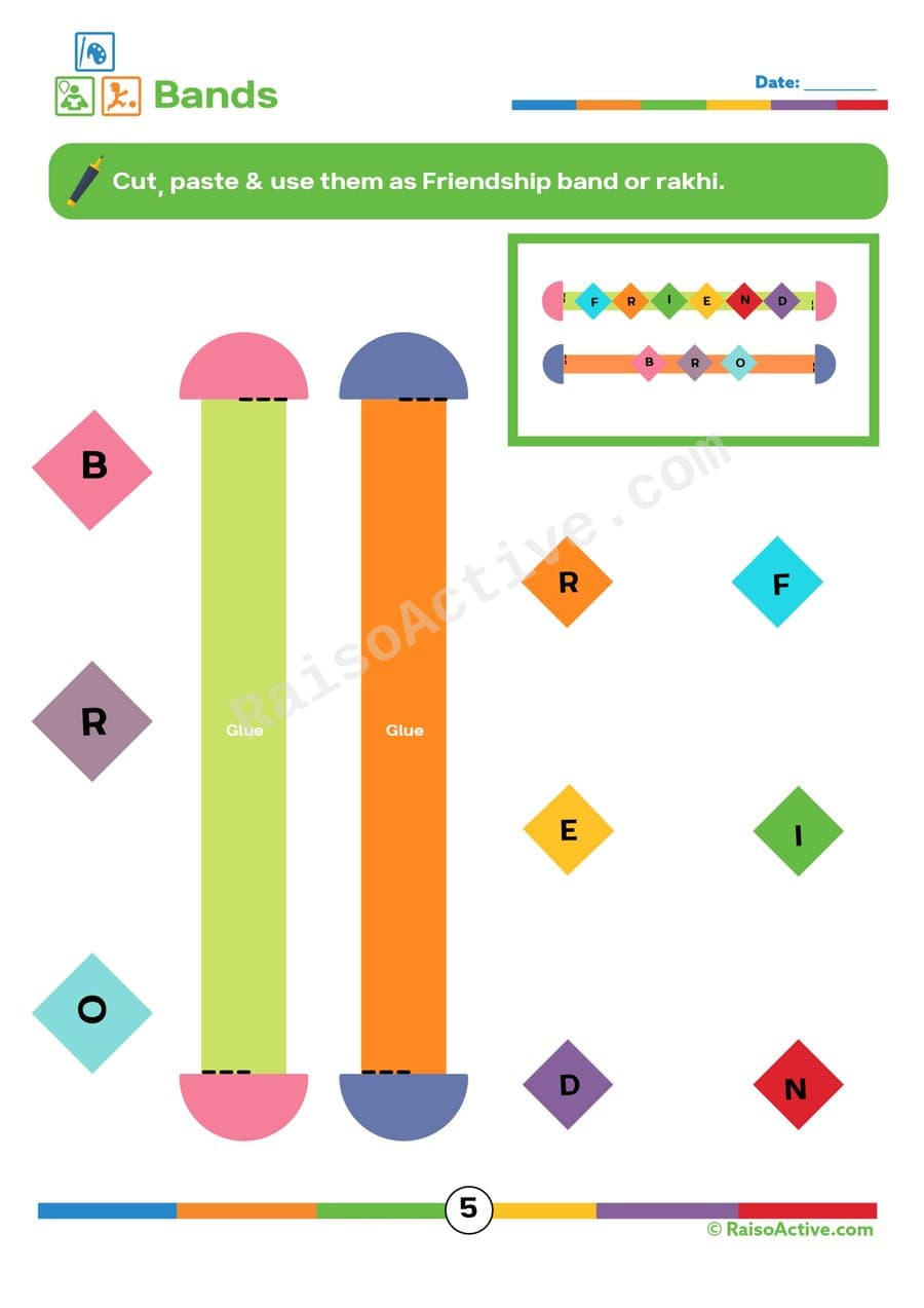 Friendship Band Craft Worksheet for Kids