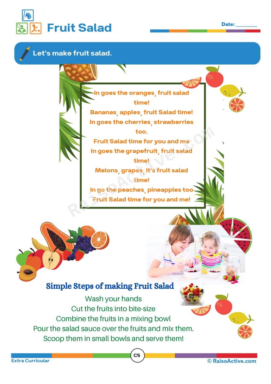 Fruit Salad Fun: A Recipe Worksheet for Kids
