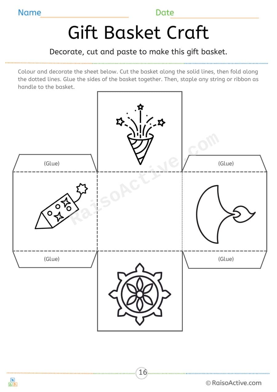 Gift Basket Craft Worksheet for Kids – free printable cut paste worksheet preview