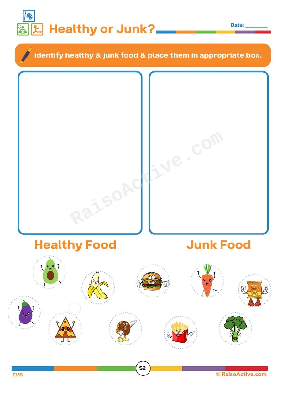 Healthy Food Sorting Worksheet for Preschoolers