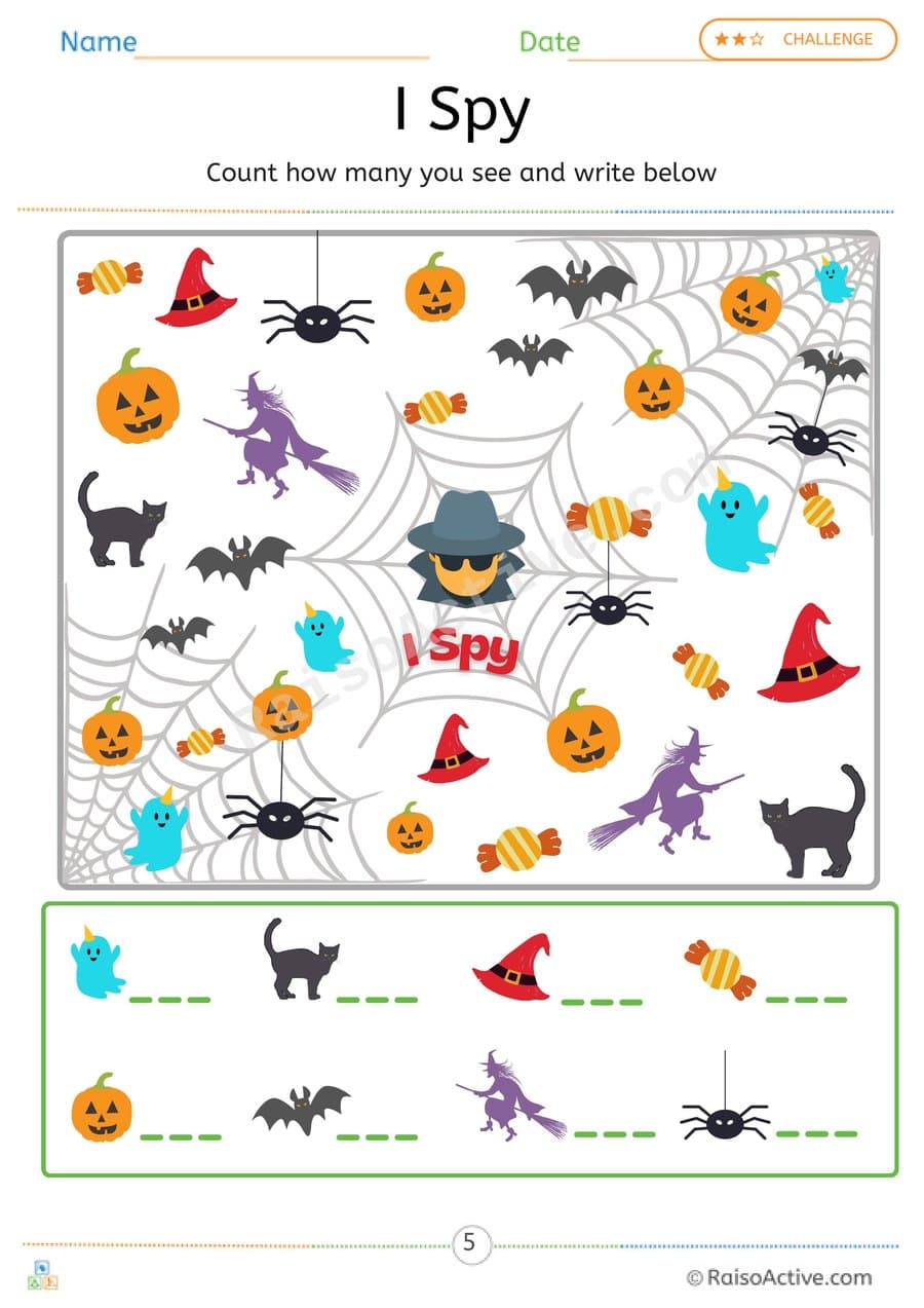 I Spy Halloween Worksheet: Count and Write! – free printable counting worksheet preview