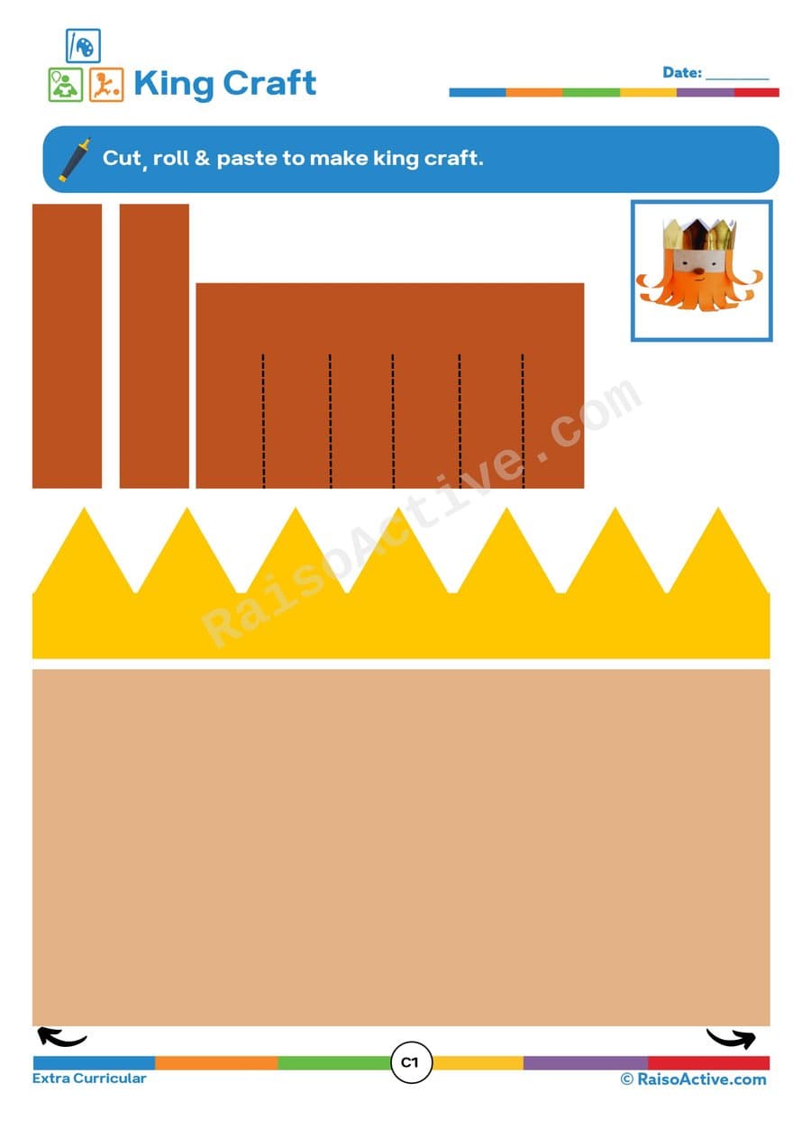 King Craft Worksheet: Cut, Roll, and Paste Fun!