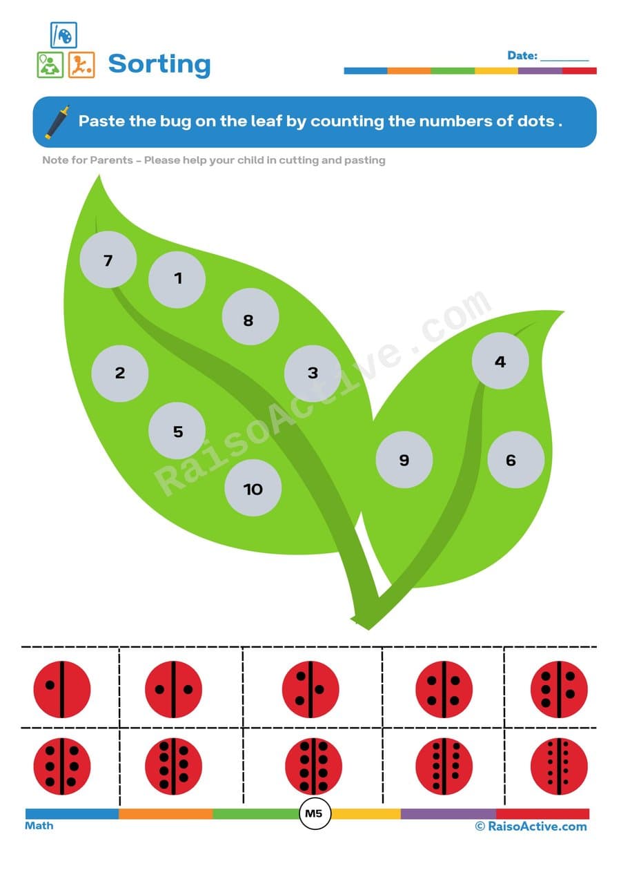 Ladybug Dot Counting Worksheet for Preschoolers