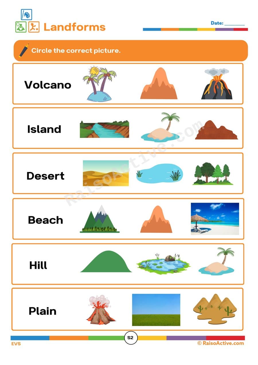 Landforms Worksheet: Circle the Correct Picture!
