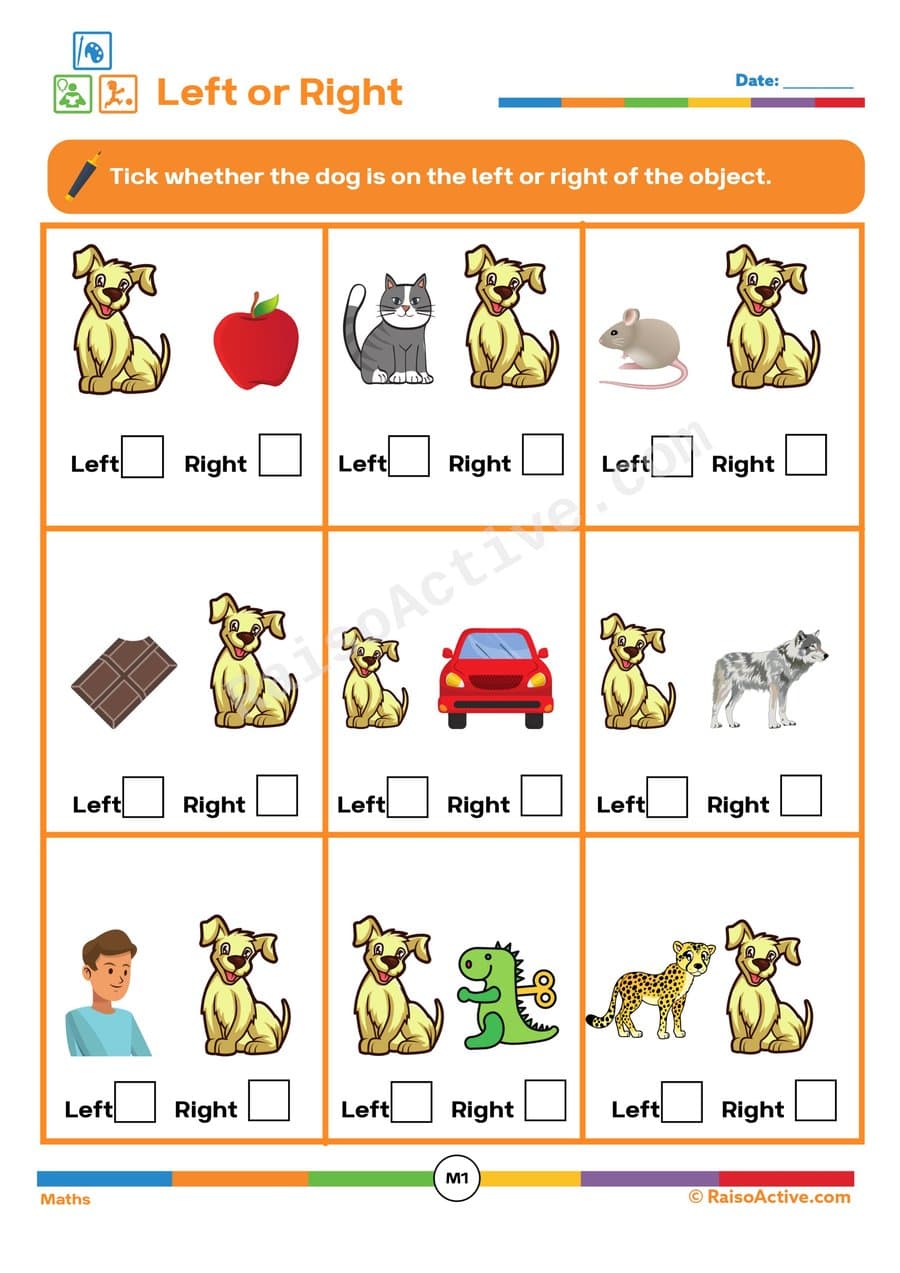 Left or Right Worksheet: Where is the Dog?