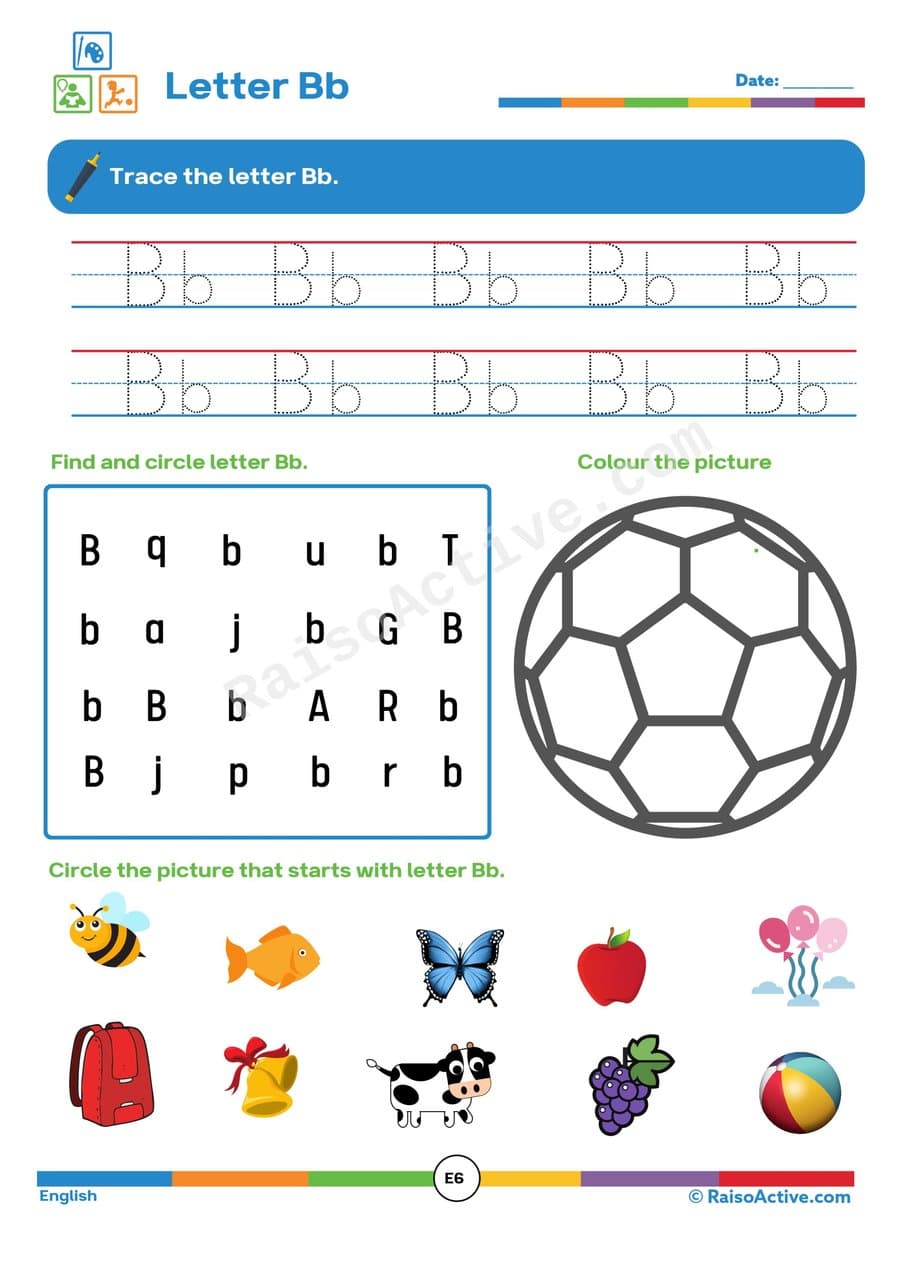 Letter Bb Worksheet: Trace, Find, and Color!