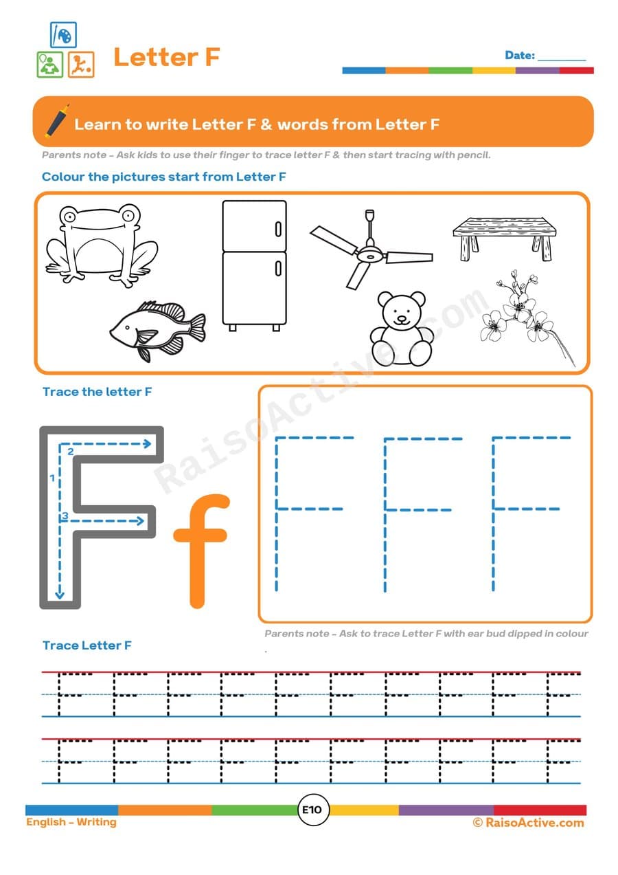 Letter F Worksheet: Trace, Color, and Learn!