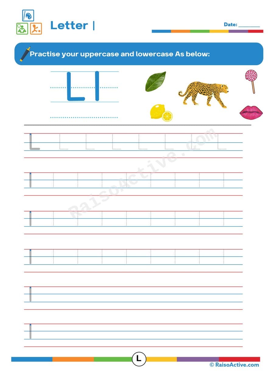 Letter L Tracing Worksheet for Preschoolers
