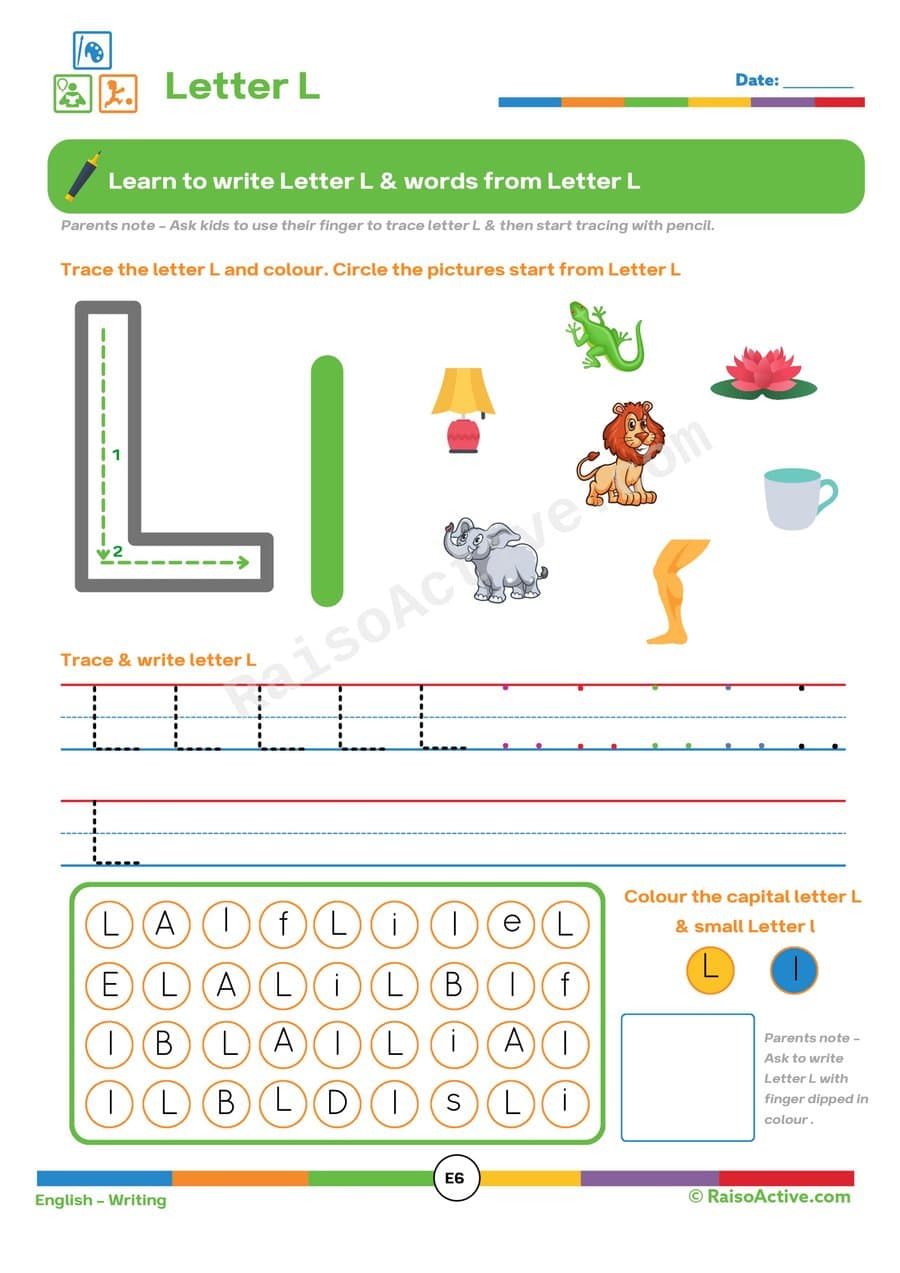 Letter L Worksheet: Trace, Color, and Learn!