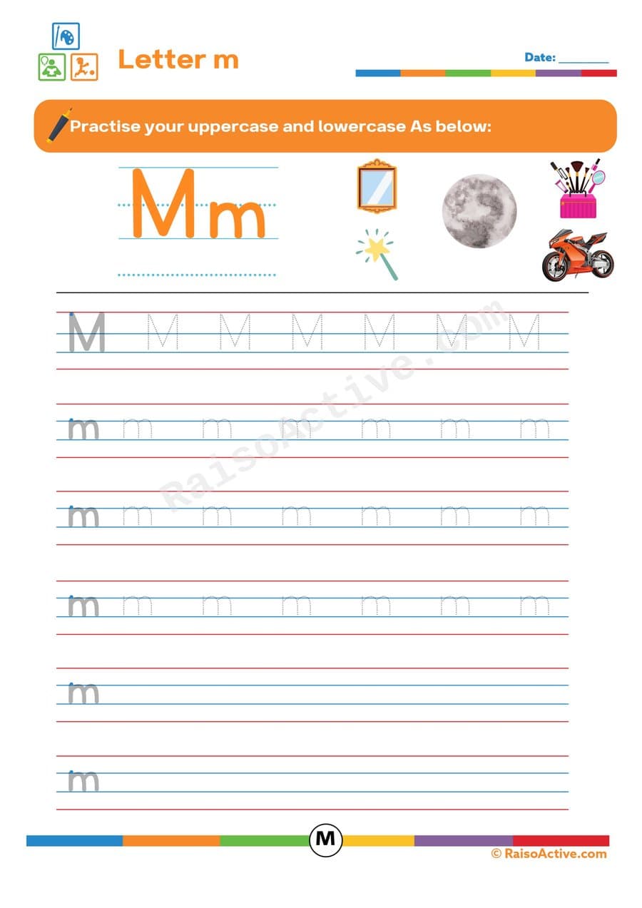 Letter M Tracing Worksheet for Preschoolers