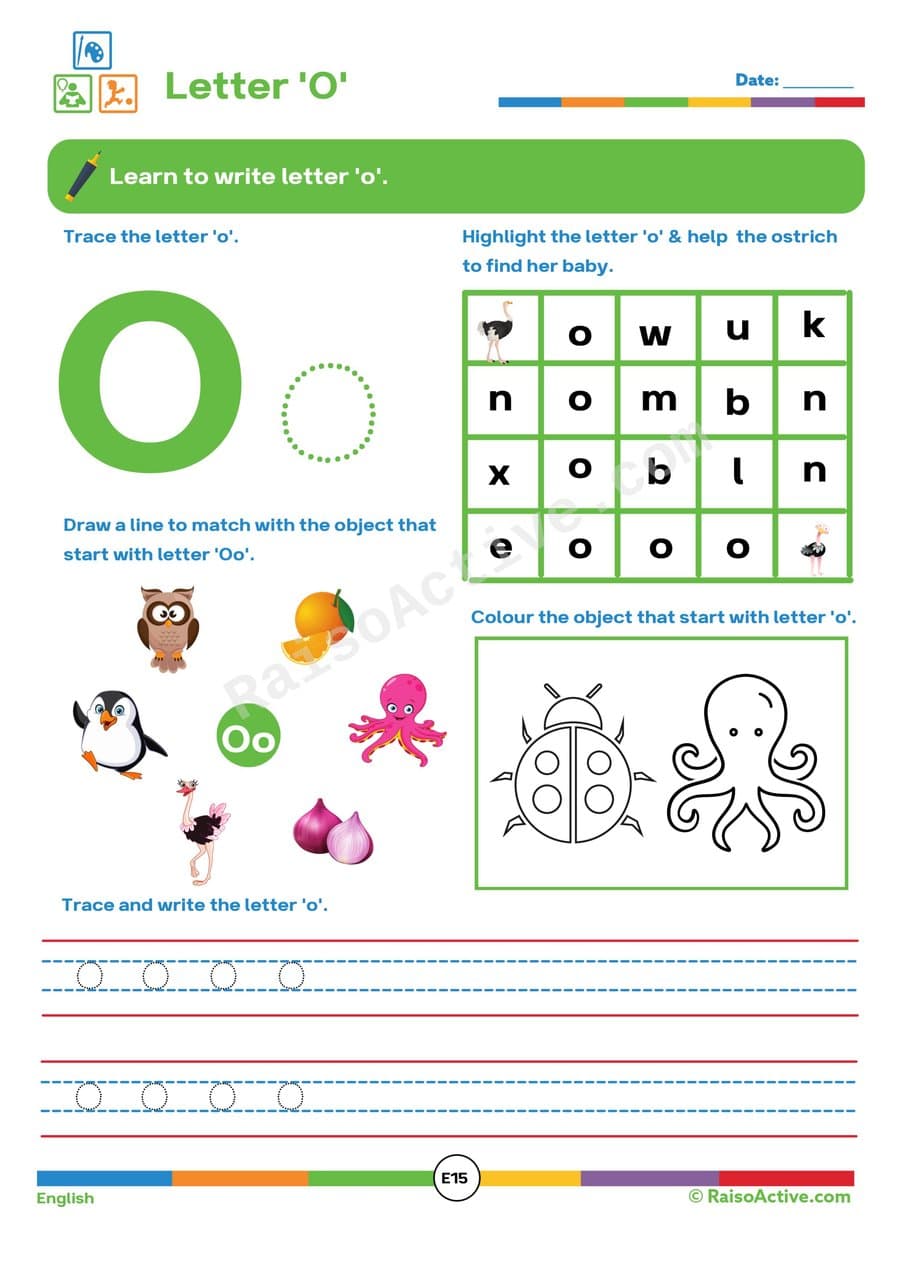 Letter 'O' Worksheet: Trace, Match, and Color!