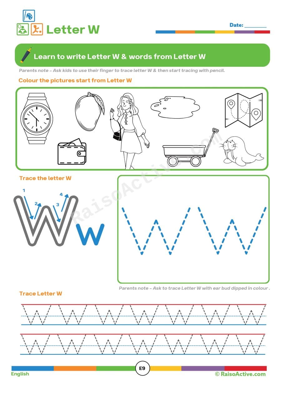 Letter W Worksheet: Trace, Color, and Learn!