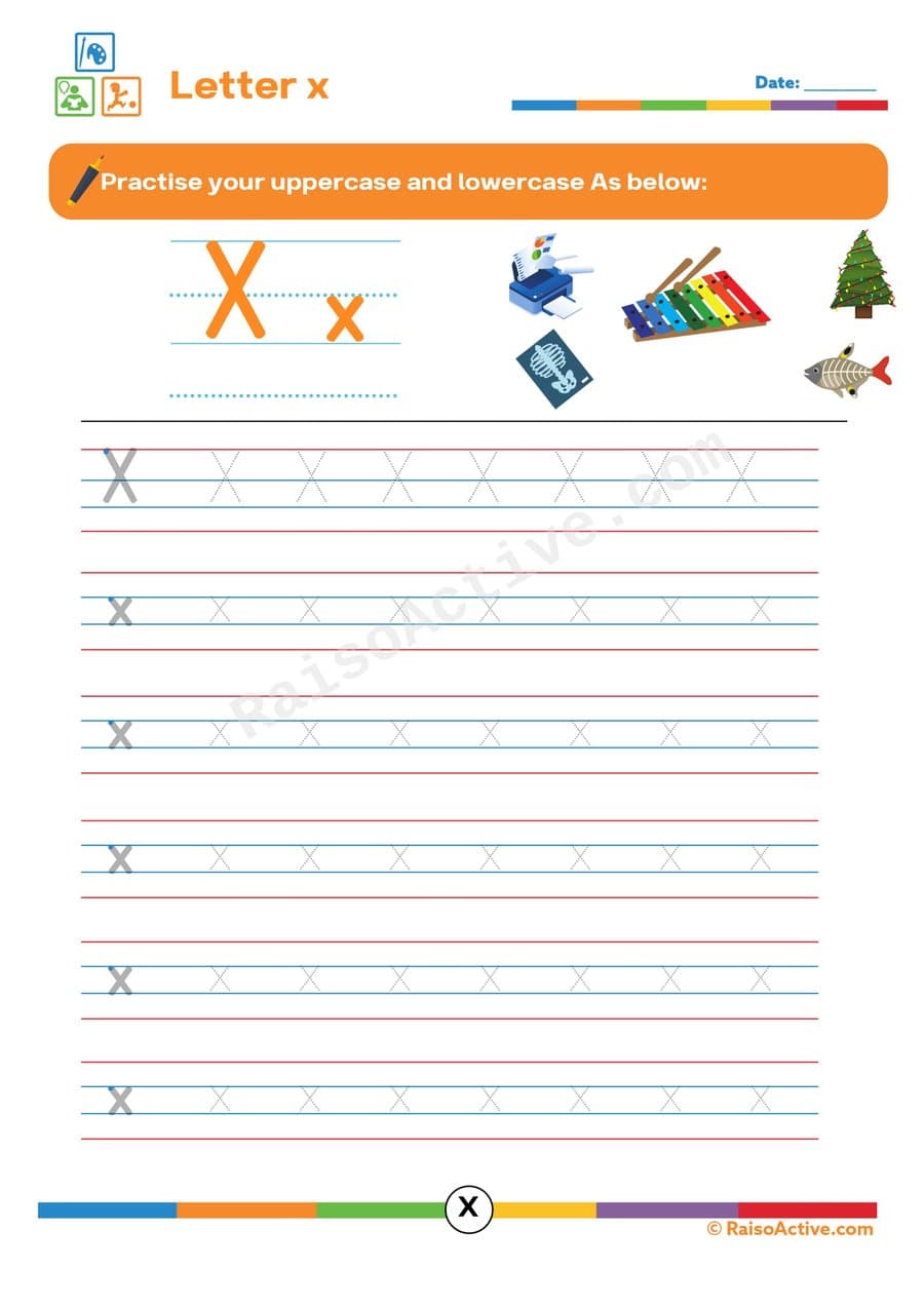 Letter X Tracing Worksheet for Preschoolers